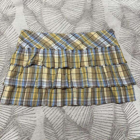 Y2K AMERICAN EAGLE PLAID PLEATED MICRO MINI SKIRT WOMENS SIZE 14 - Picture 1 of 4